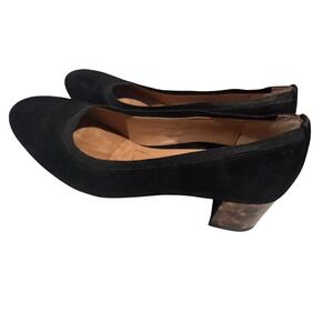 Vionic Natalie Black Suede Block Heel Pumps Tortoiseshell Heel Women 6 Orthotic